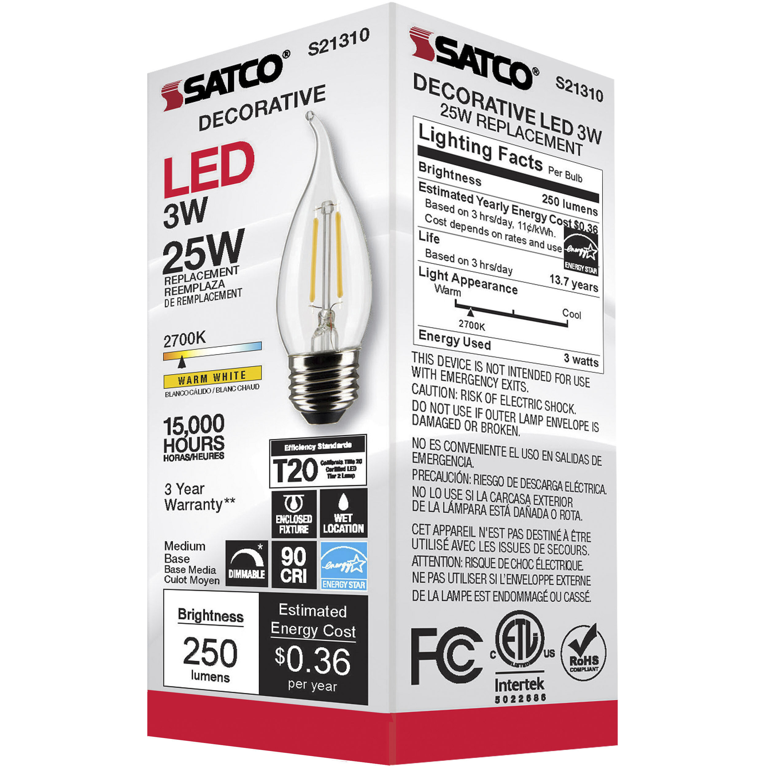 Lumos LED Medium Medium 3.00 watt 2700K LED Filament