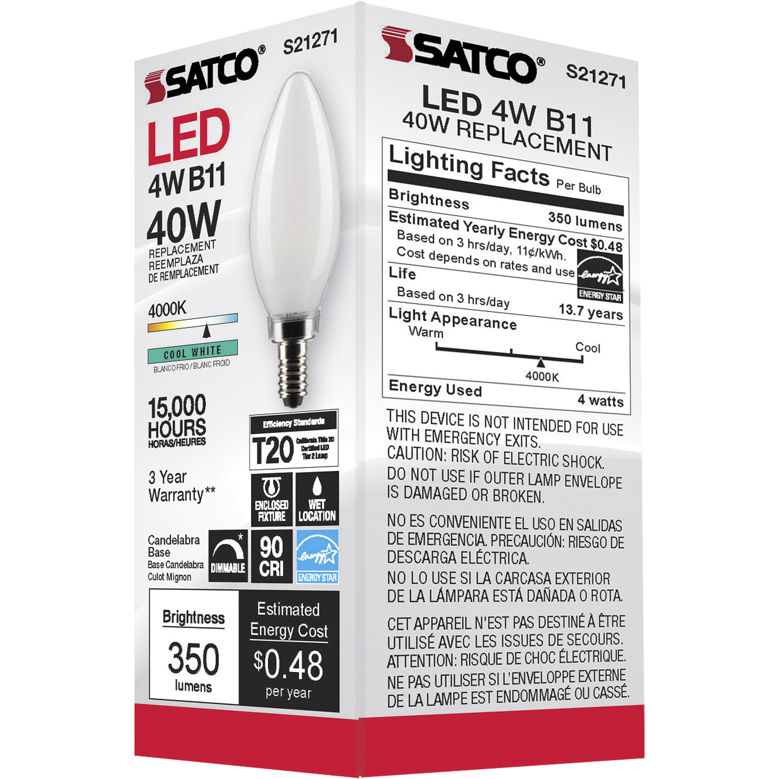 Lumos LED Candelabra Candelabra 4.00 watt 4000K LED Filament