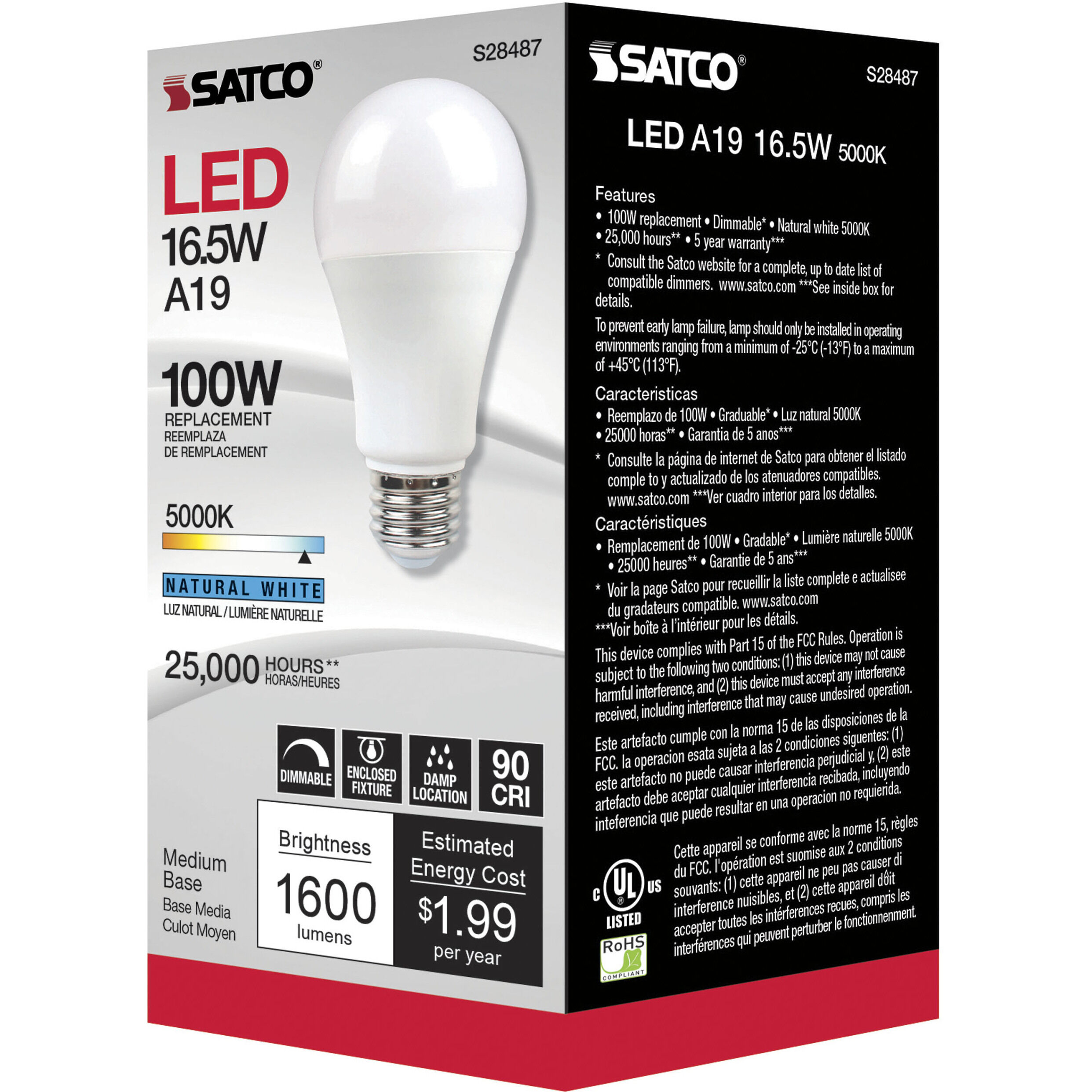 Lumos LED Medium 16.50 watt 120 5000K Light Bulb