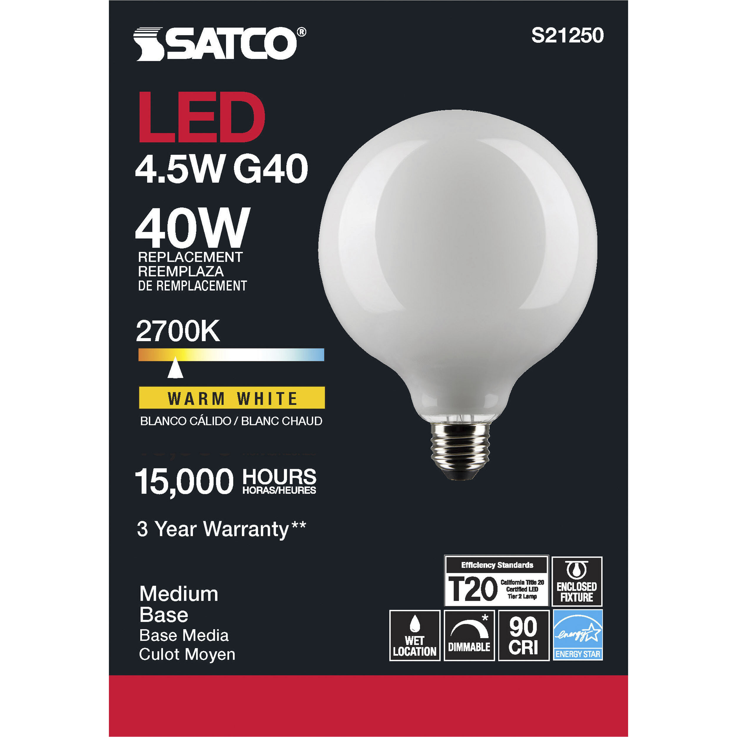 Lumos LED Medium Medium 4.50 watt 2700K LED Filament