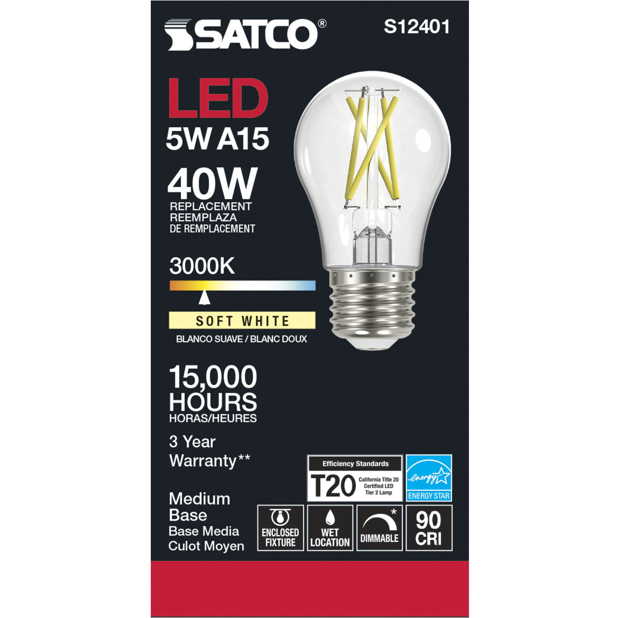 Lumos LED Medium 5.00 watt 120 3000K Light Bulb