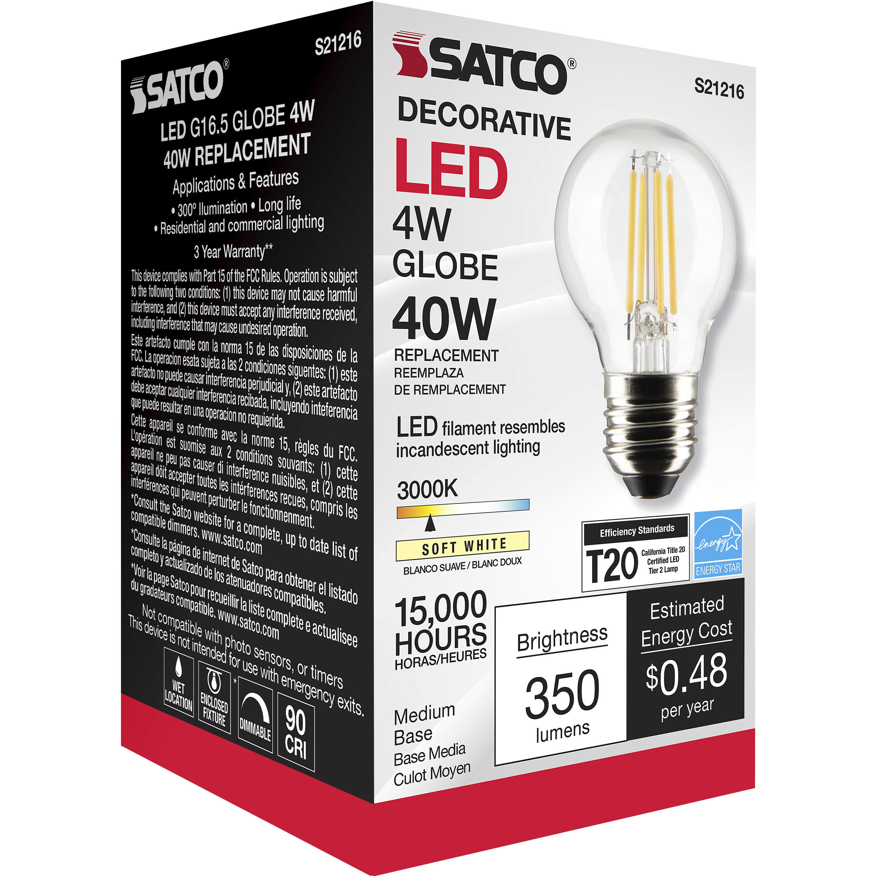 Lumos LED Medium Medium 4.00 watt 3000K LED Filament