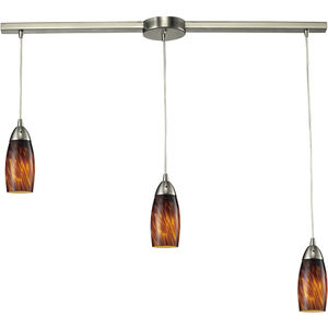 Milan 3 Light 36 inch Satin Nickel Mini Pendant Ceiling Light in Espresso