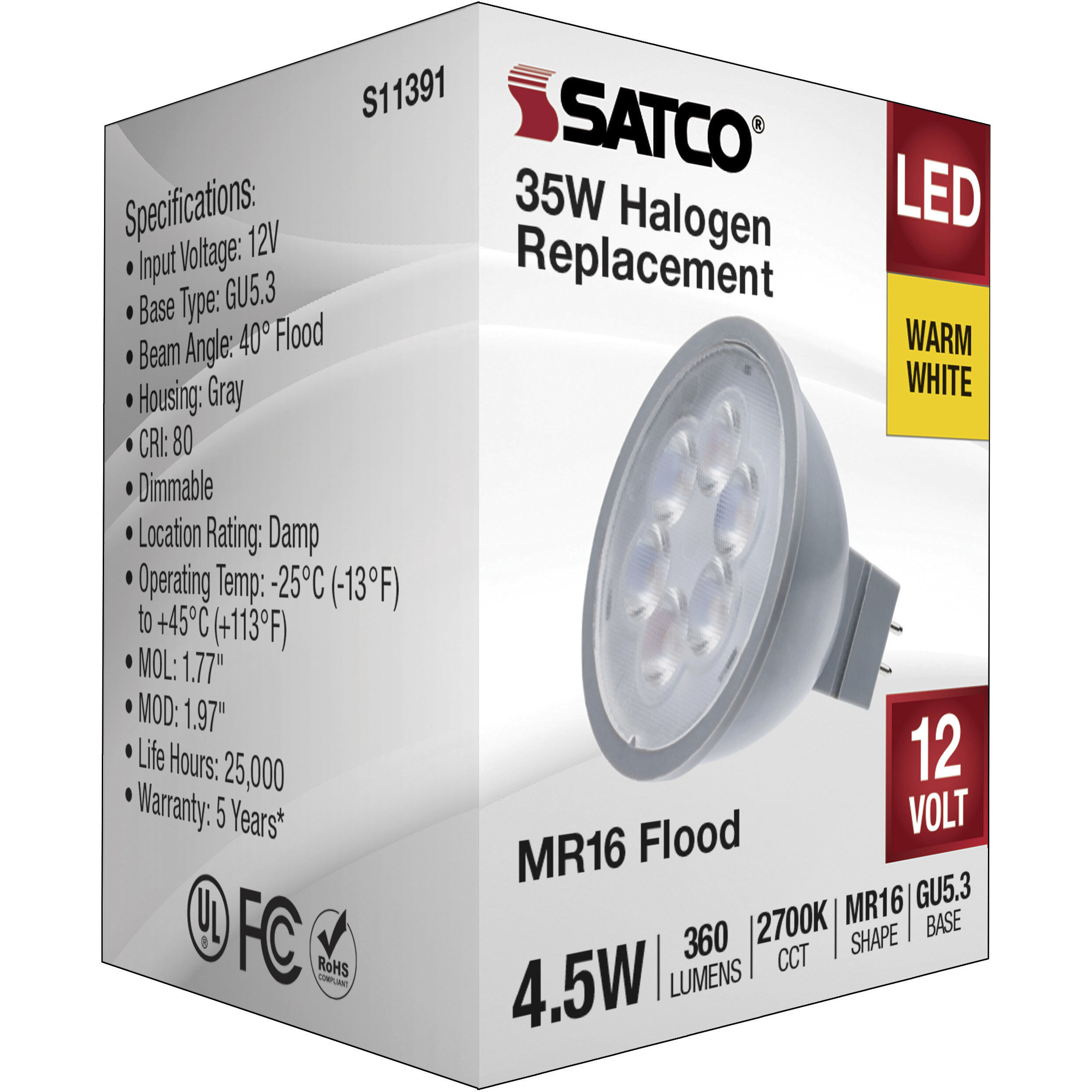 Lumos LED 4.5 watt 12 2700K Light Bulb, MR LED