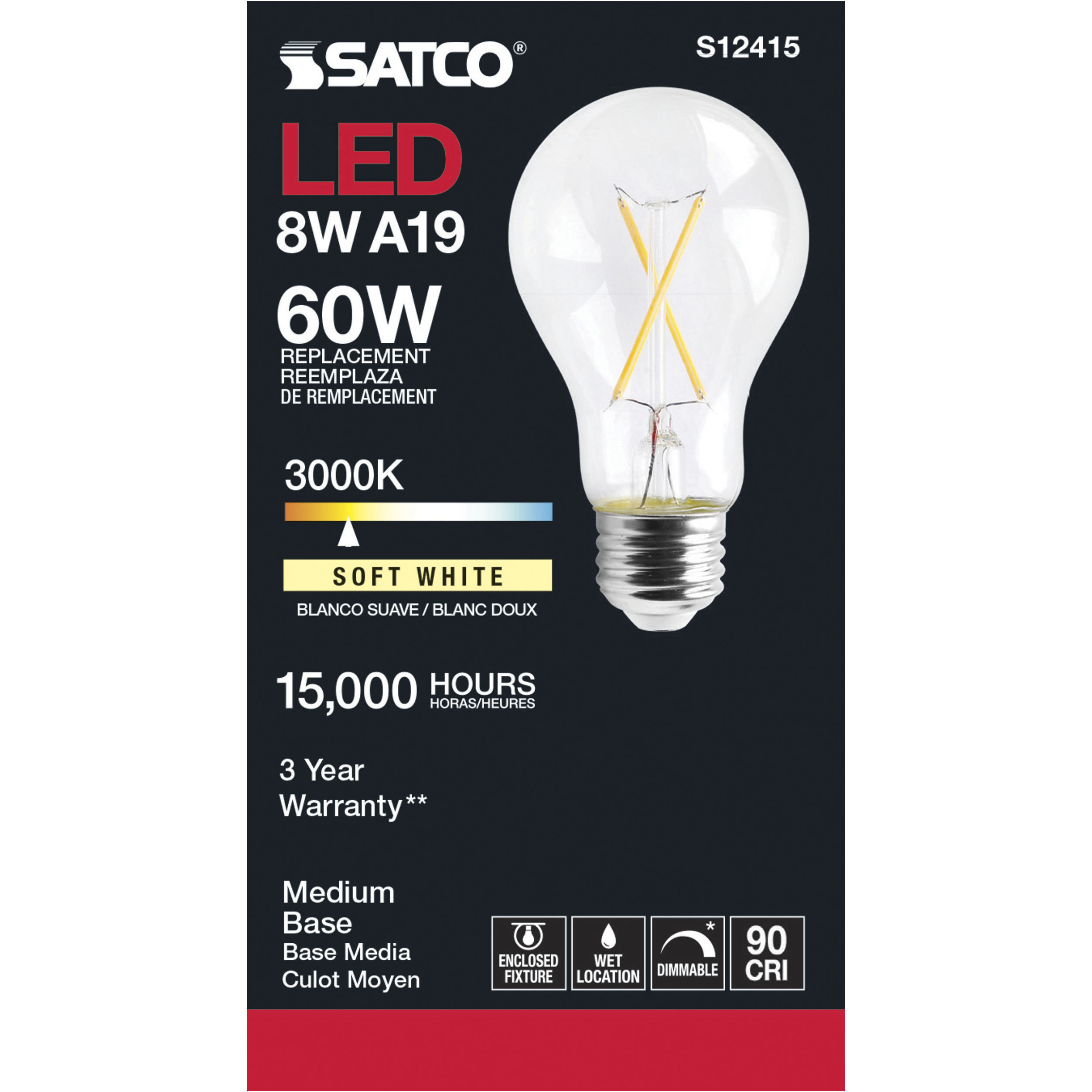 Lumos LED Medium 8.00 watt 120 3000K Light Bulb