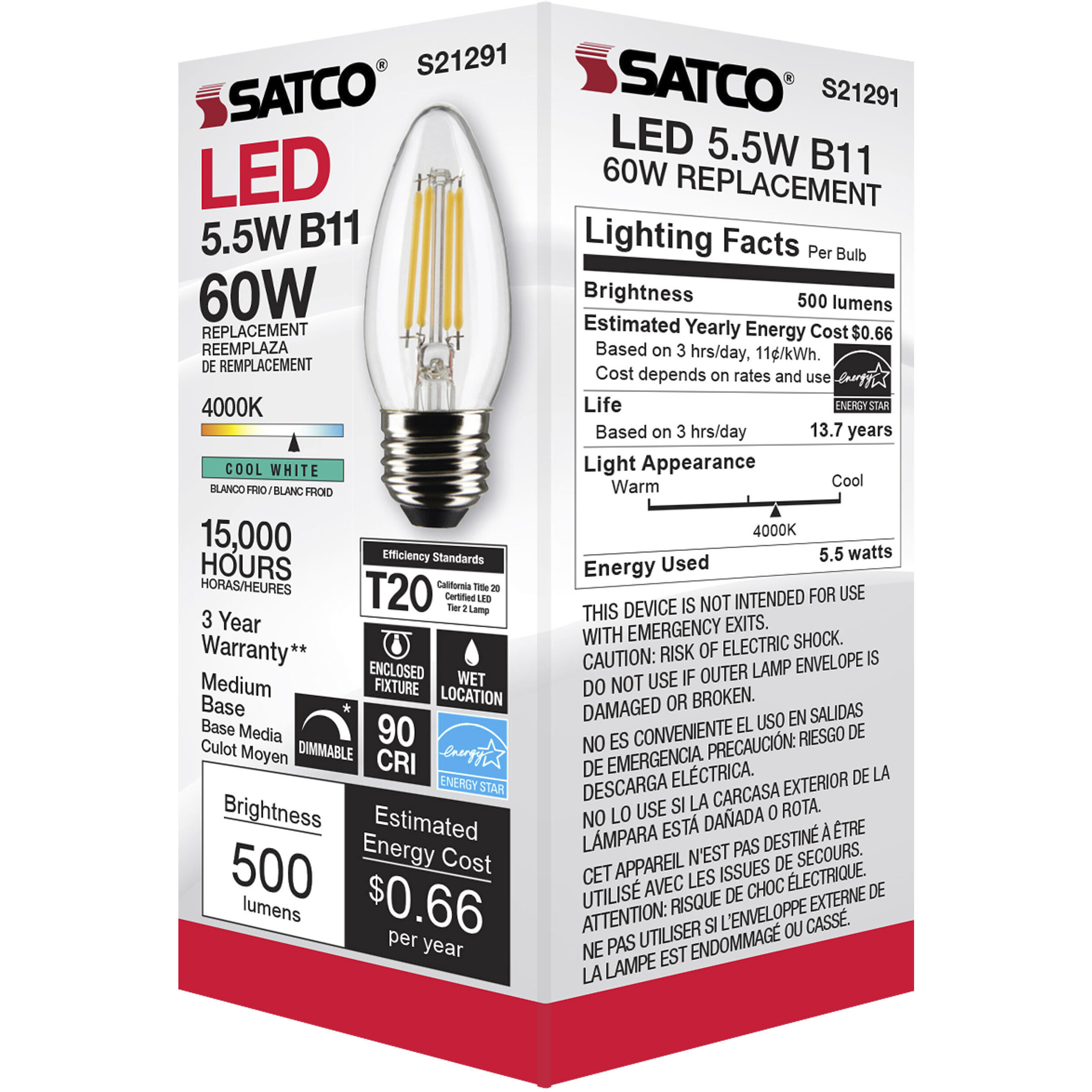Lumos LED Medium Medium 5.50 watt 4000K LED Filament