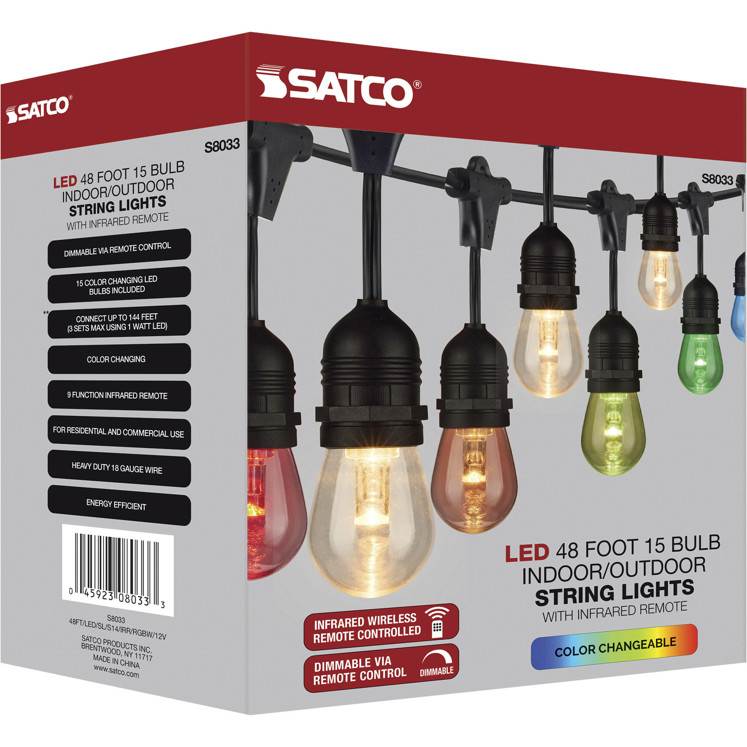 Lumos 15 Light LED 48 foot Black LED String Lights