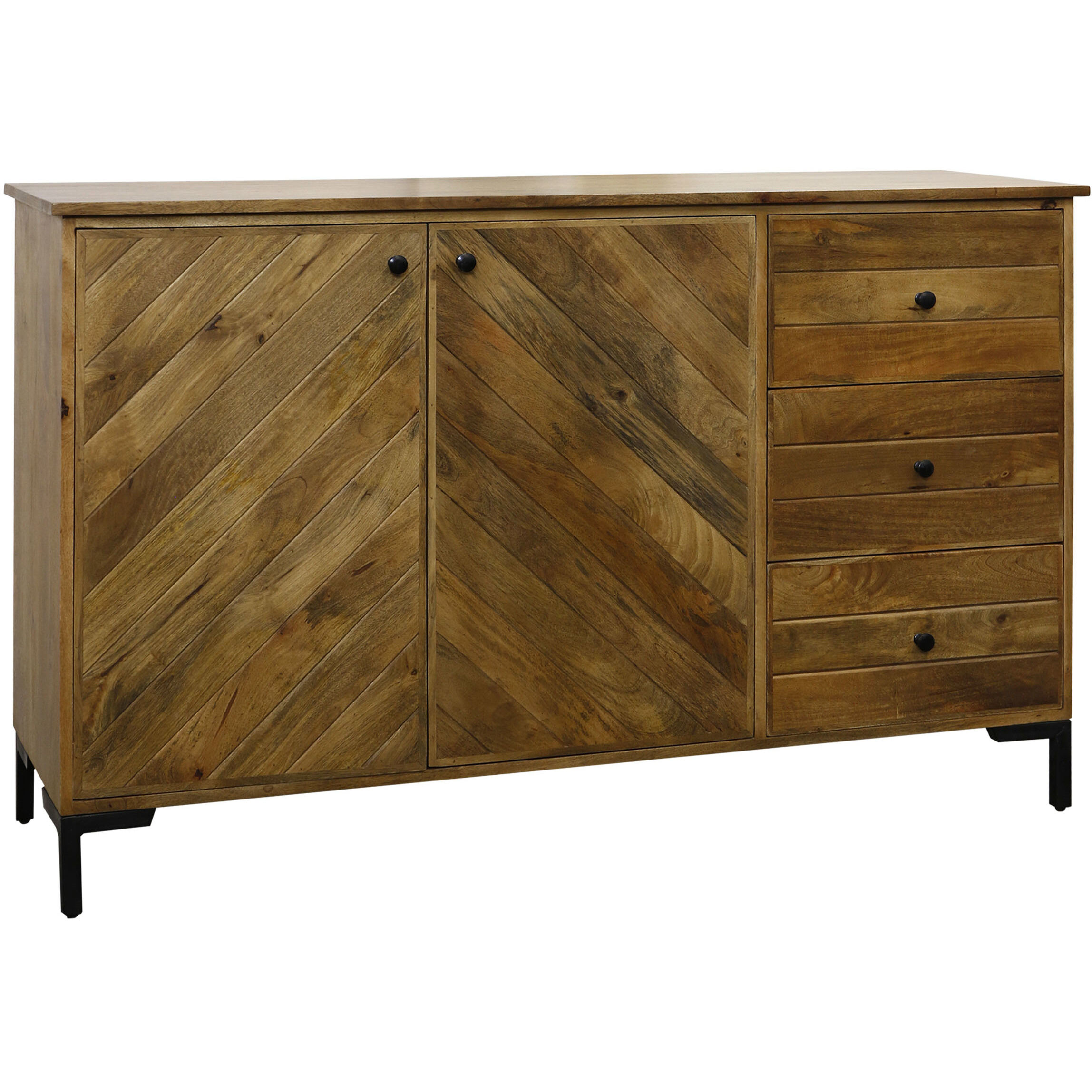 Plankwood 59 X 16 inch Distressed and Light Brown and Black Sideboard
