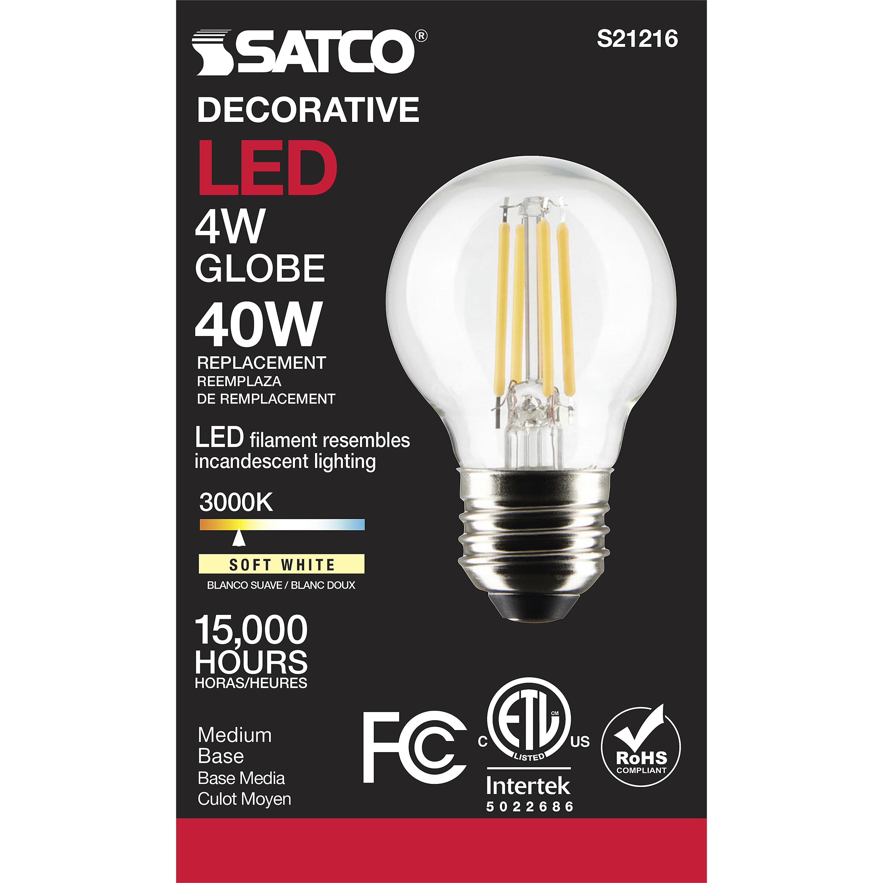 Lumos LED Medium Medium 4.00 watt 3000K LED Filament
