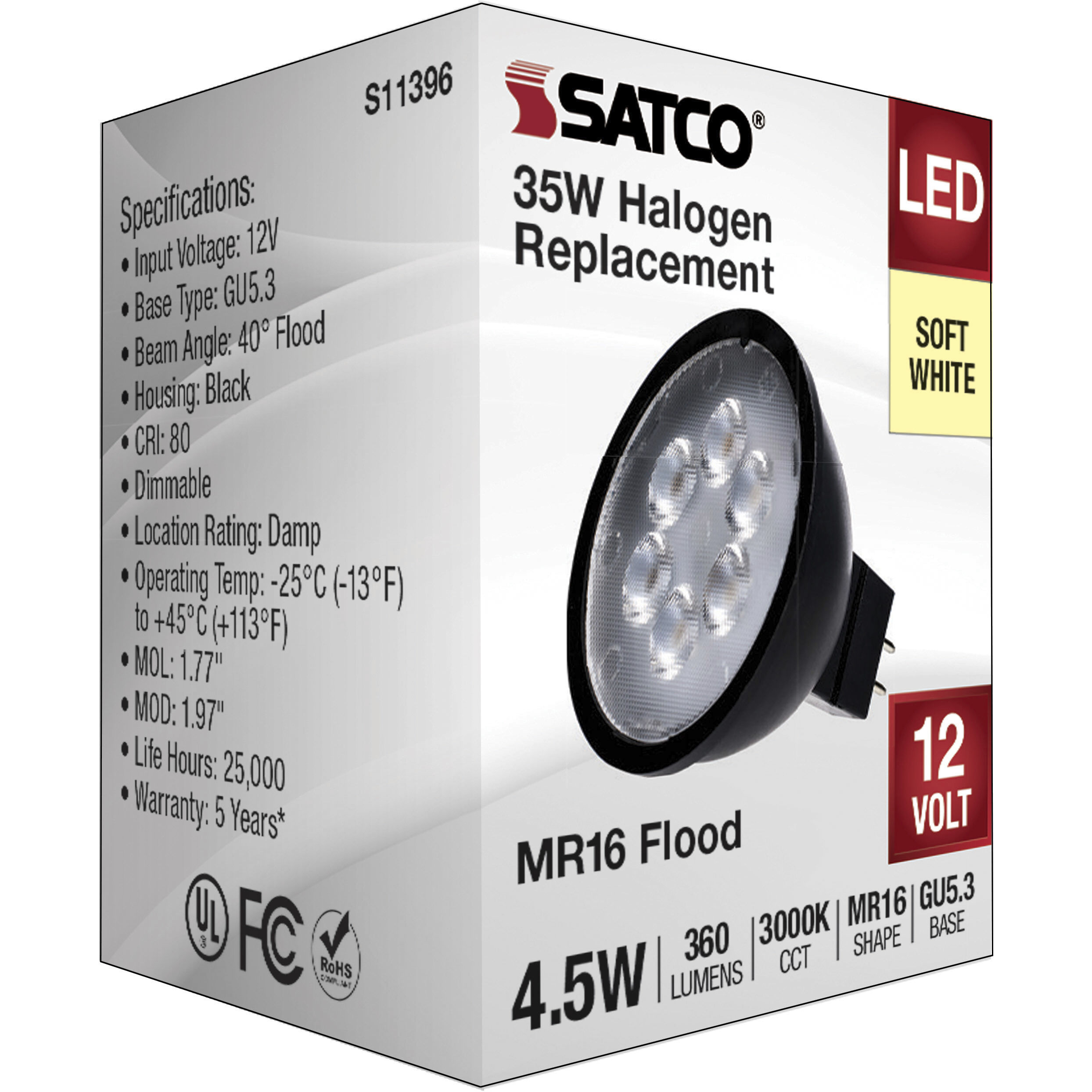 Lumos LED 4.5 watt 12 3000K Light Bulb, MR LED