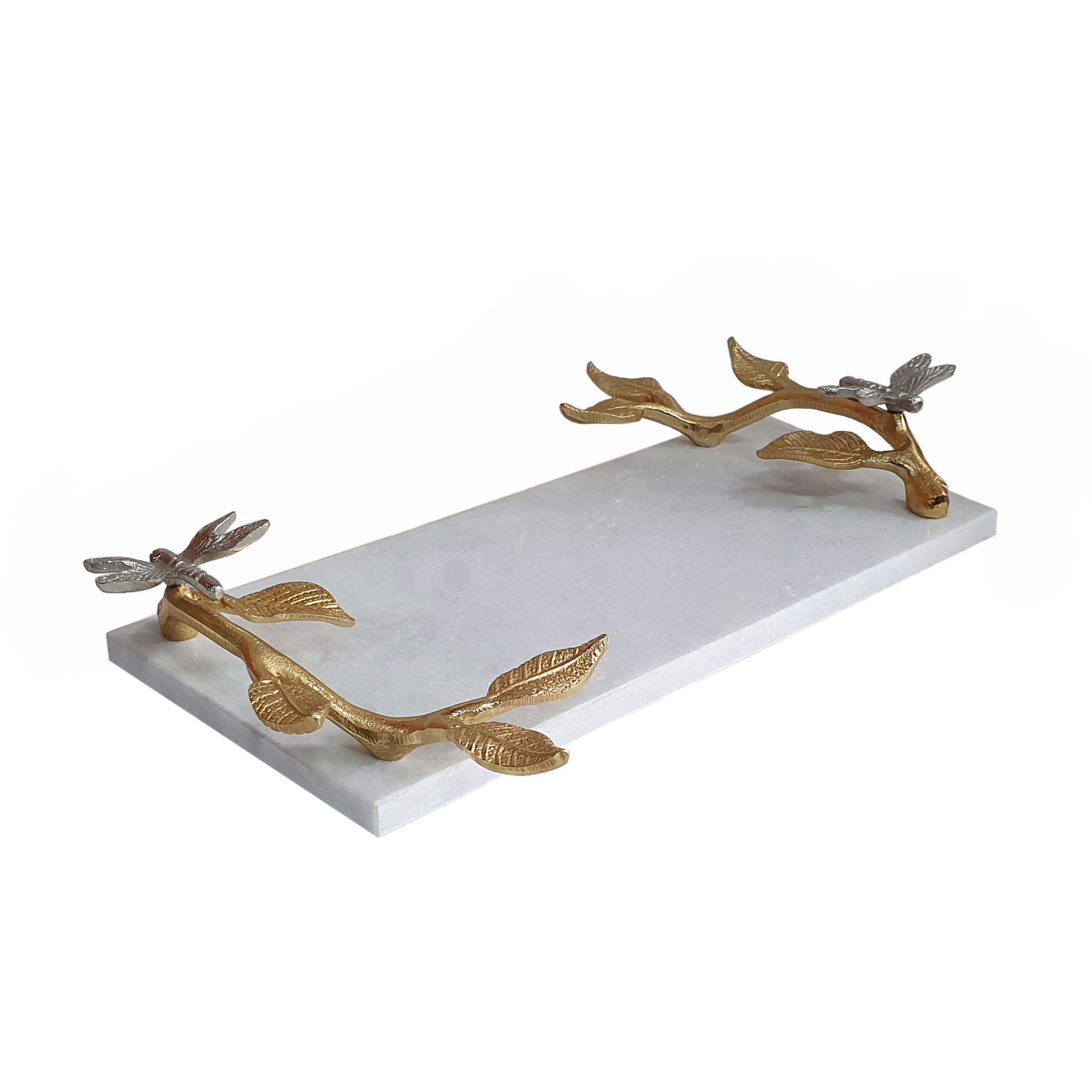 Dragonfly White/Gold Tray