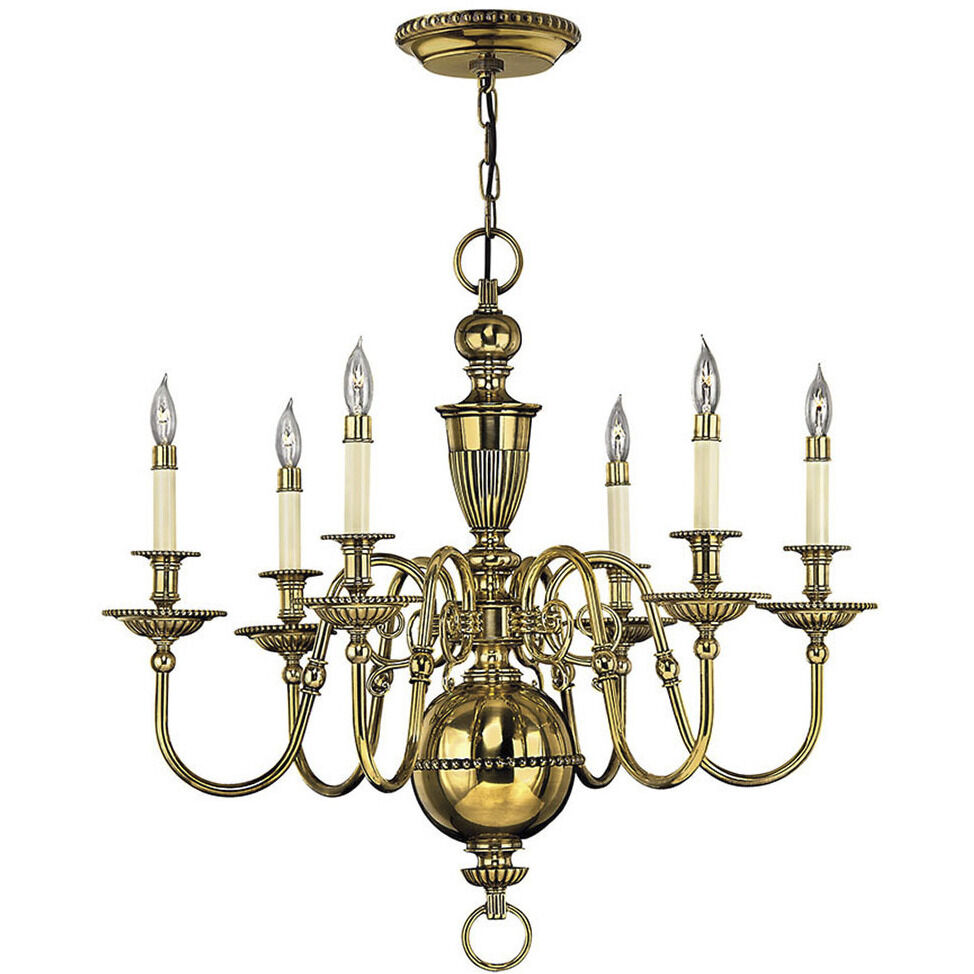 Cambridge 6 Light 29 inch Burnished Brass Indoor Chandelier Ceiling Light