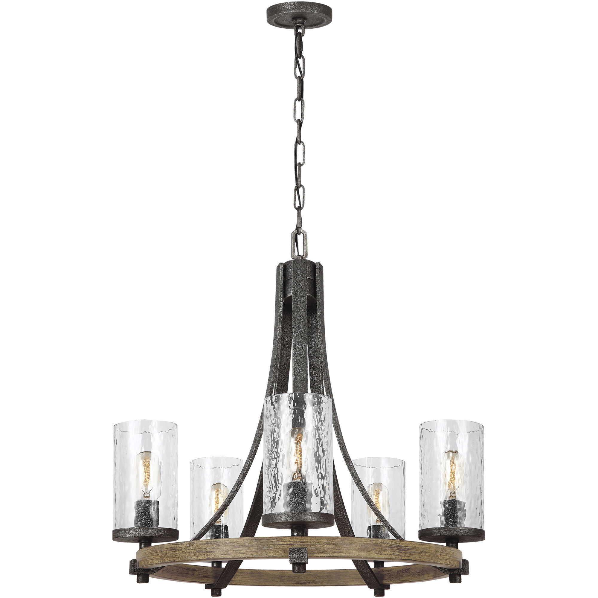 Sean Lavin Angelo 5 Light 24 inch Distressed Weathered Oak / Slate Grey Metal Chandelier Ceiling Light
