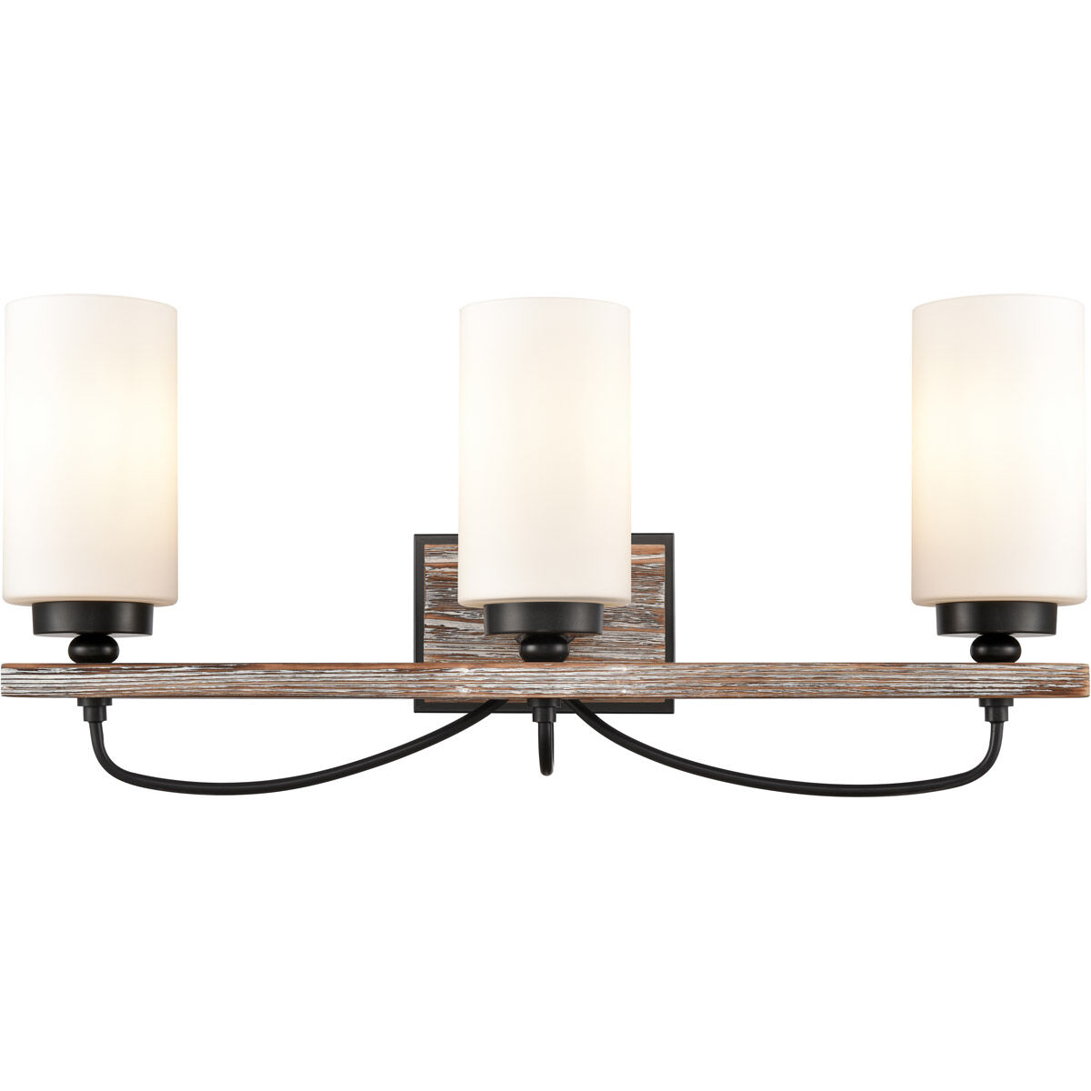 Paladin 3 Light 24 inch Matte Black Bath Vanity Light Wall Light in White Glass