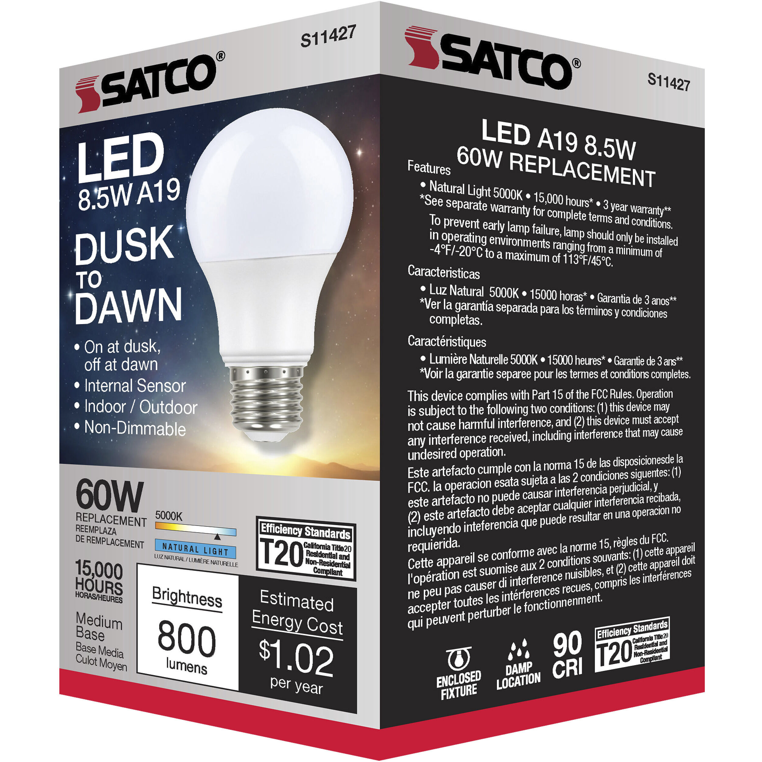 Lumos LED A19 8.00 watt 5000K Type A Bulb