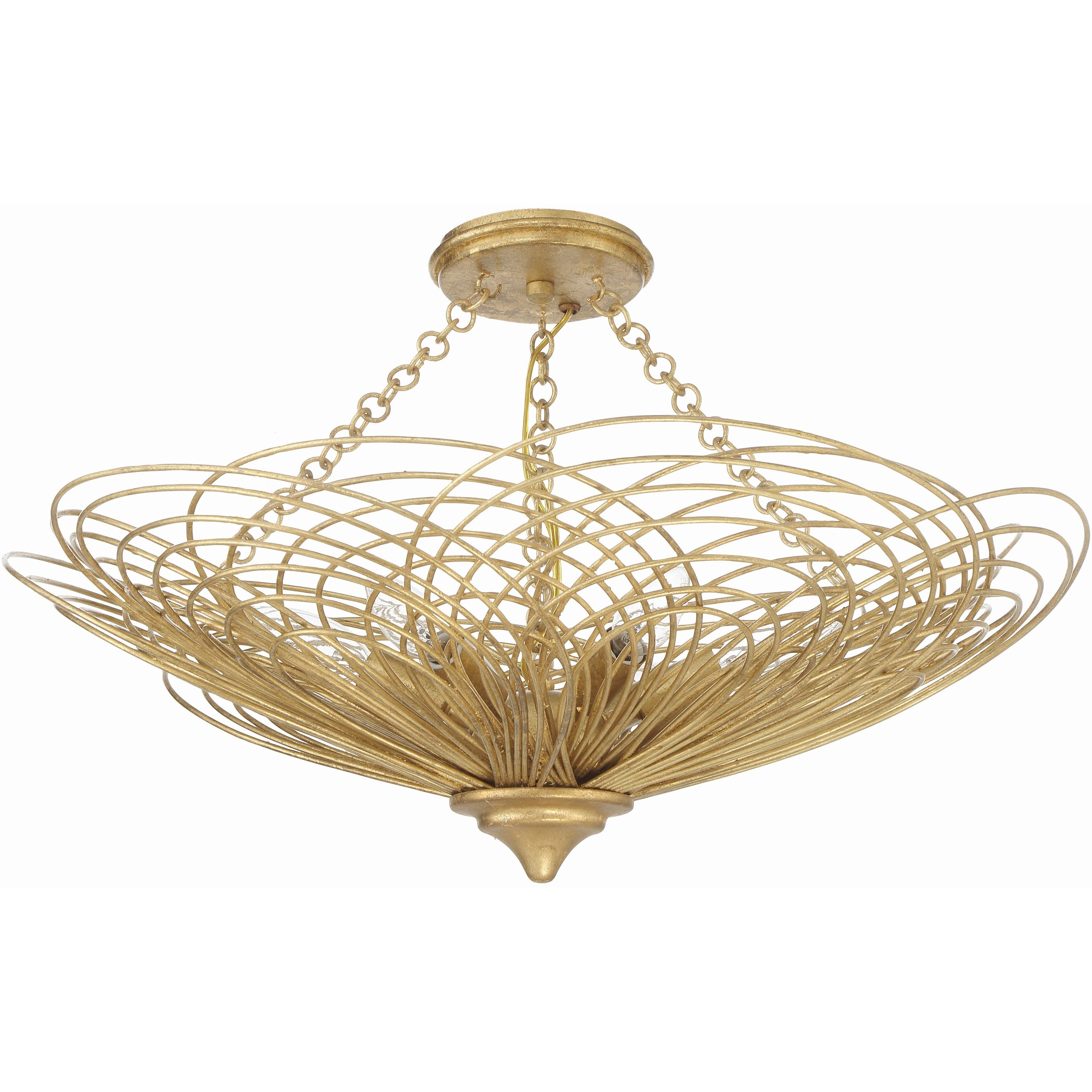 Doral 6 Light 24 inch Renaissance Gold Semi Flush Ceiling Light