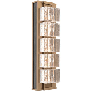 Tessera Sconce Wall Light in 2700K LED, Novel Brass with Dark Oak, Wave Cast, Small