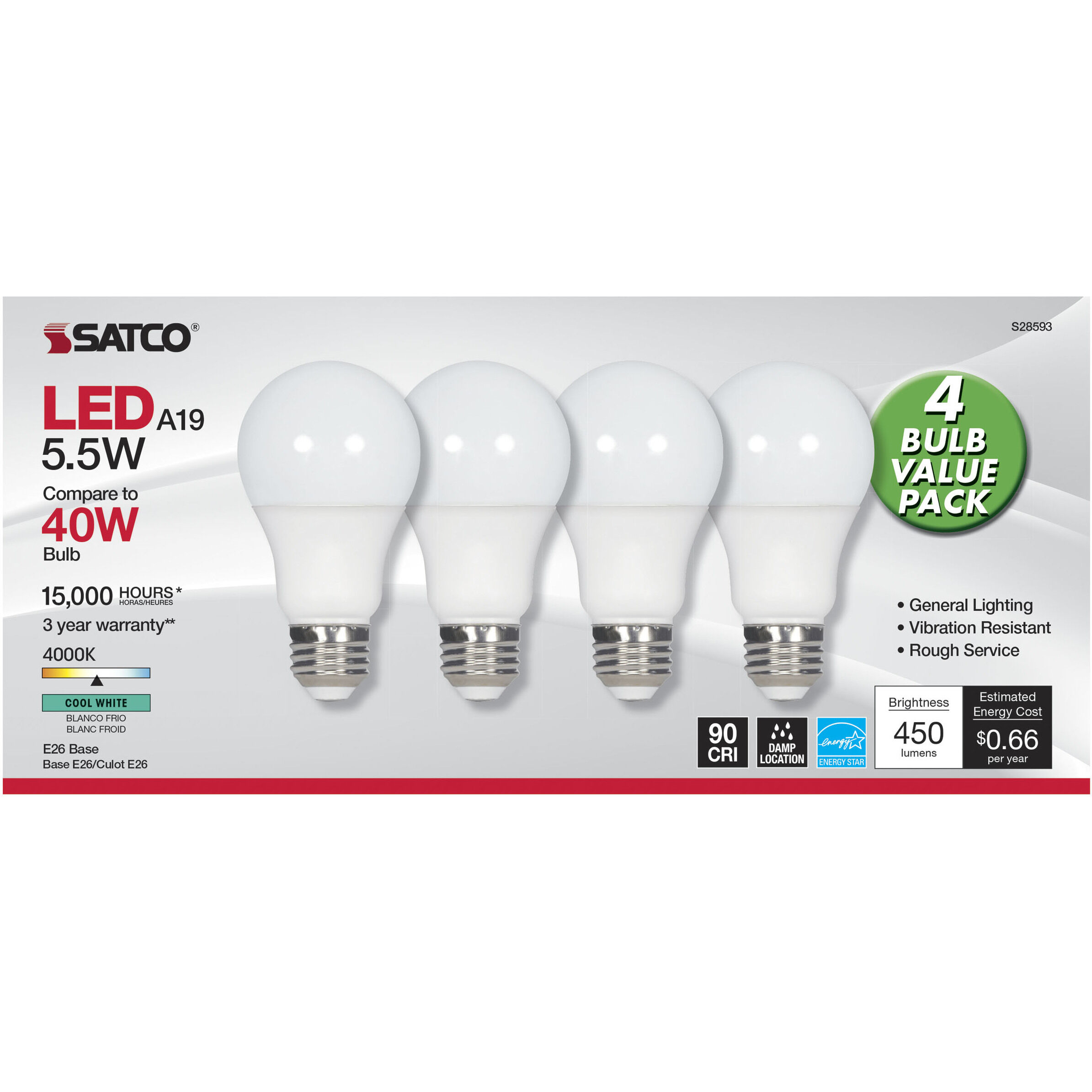 Lumos LED A19 Medium E26 5.5 watt 120V 4000K Light Bulb 