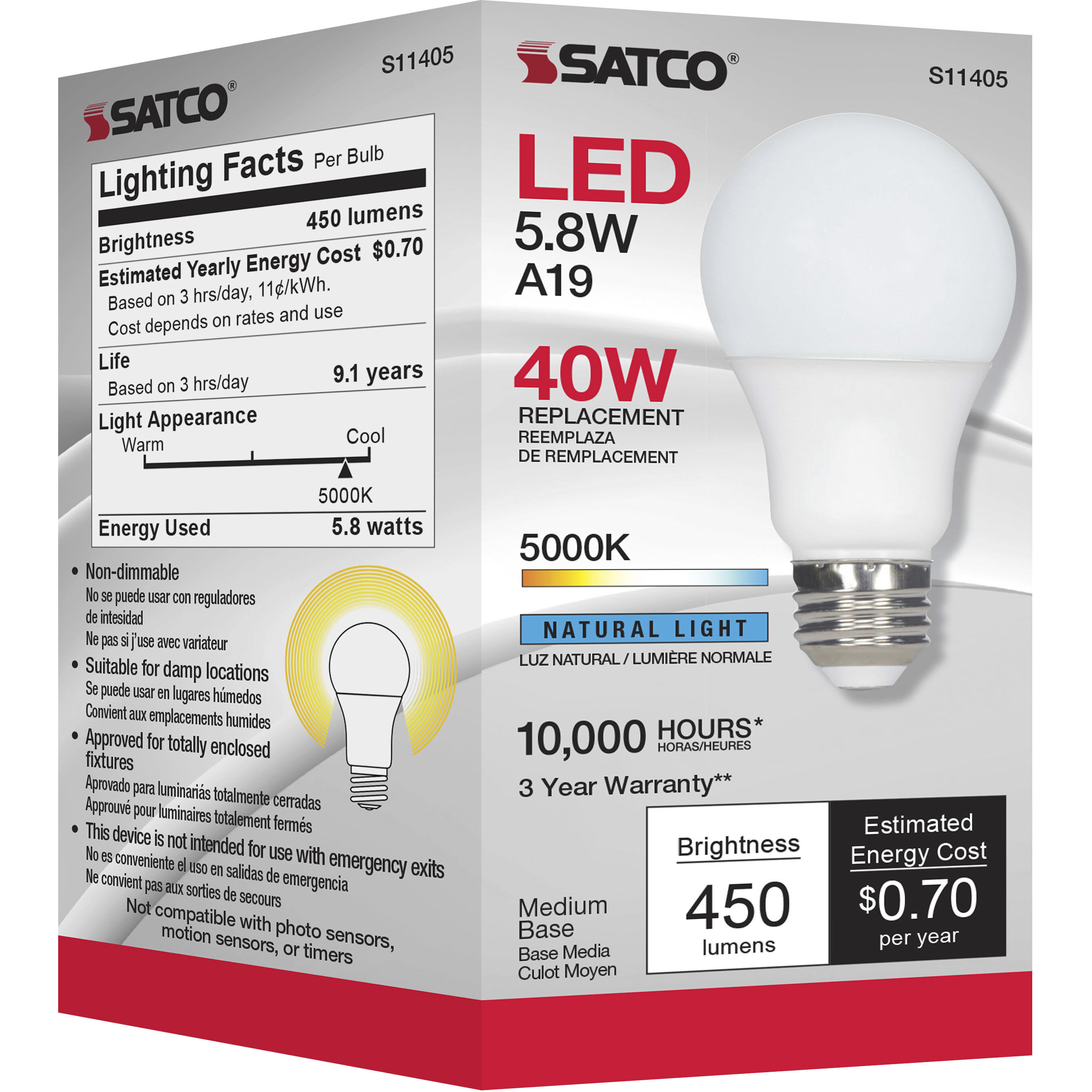 Lumos LED A19 Medium Medium 5.8 watt 120V 5000K Bulb