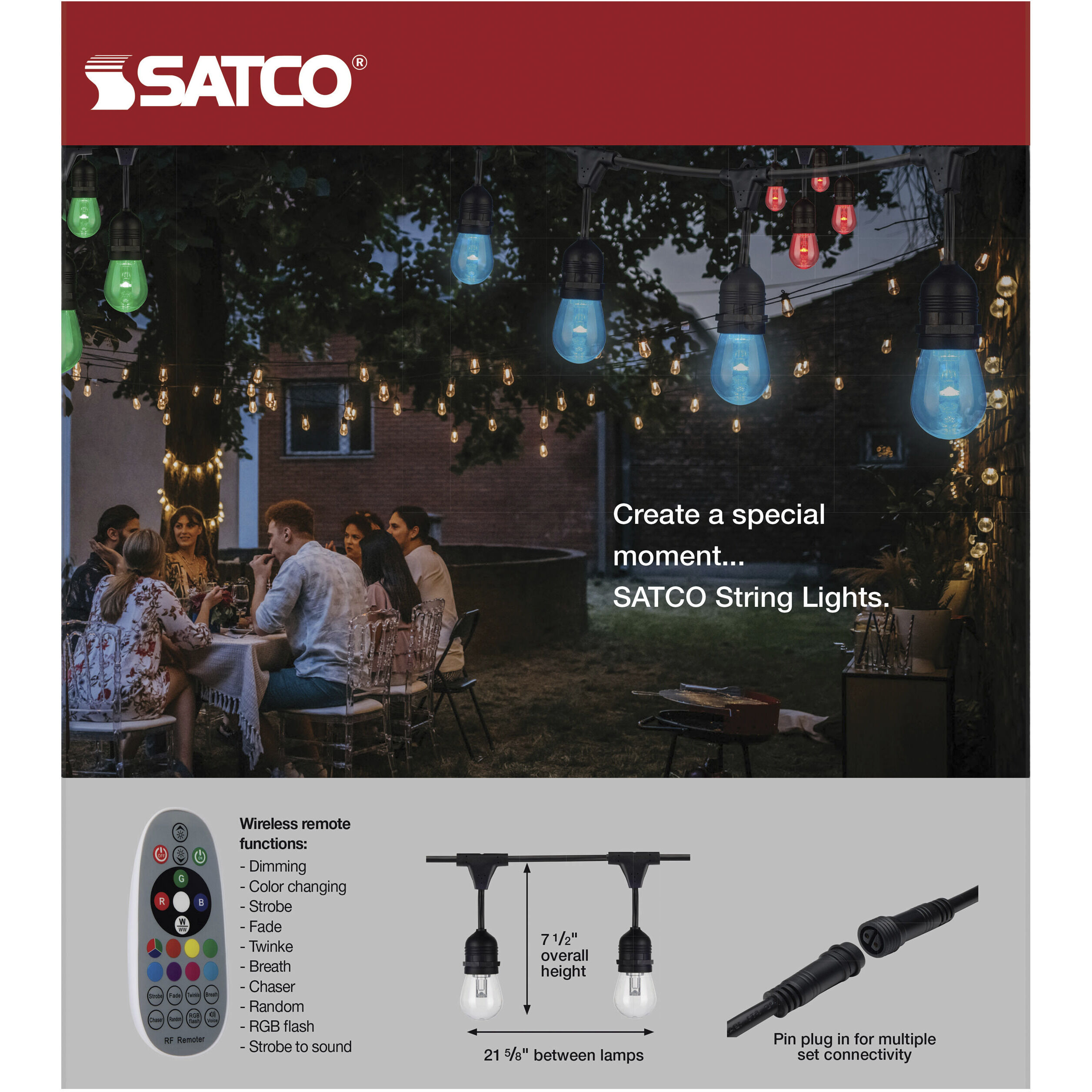 Lumos 12 Light LED 24 foot Black LED String Lights