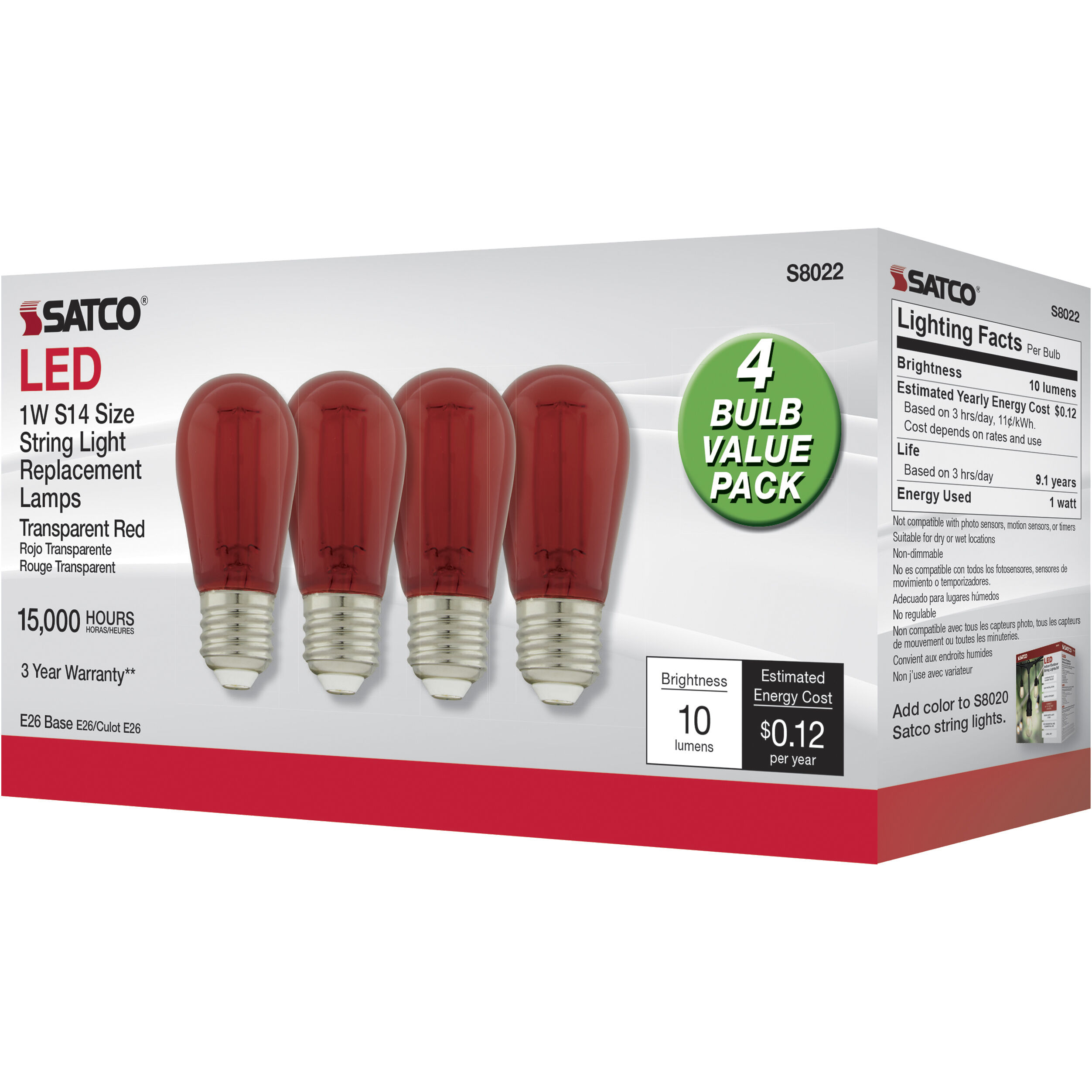 Lumos LED LED Filament Medium 1.00 watt Light Bulbs