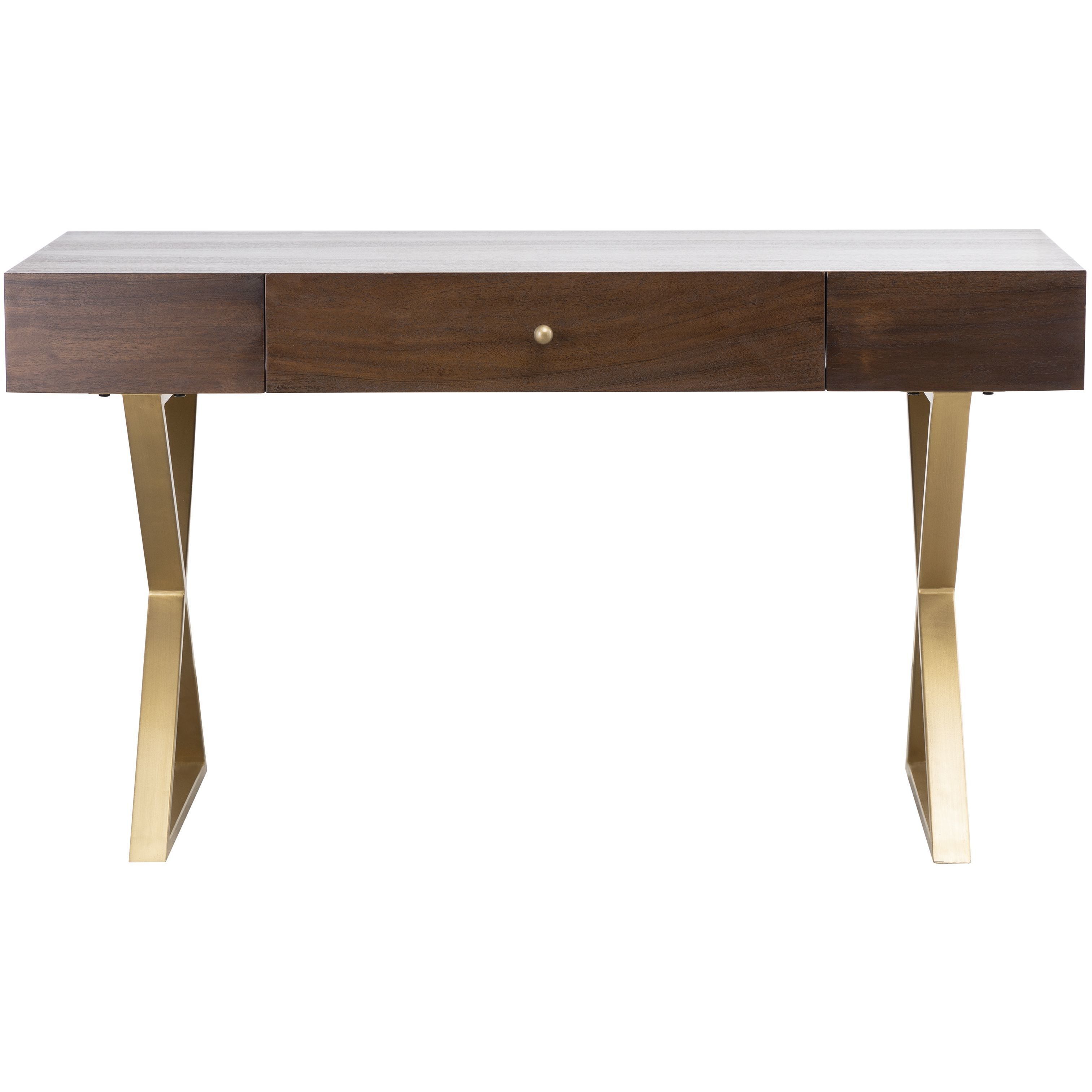 Guilford 54 X 25.5 inch Mahogany with Satin Brass Desk