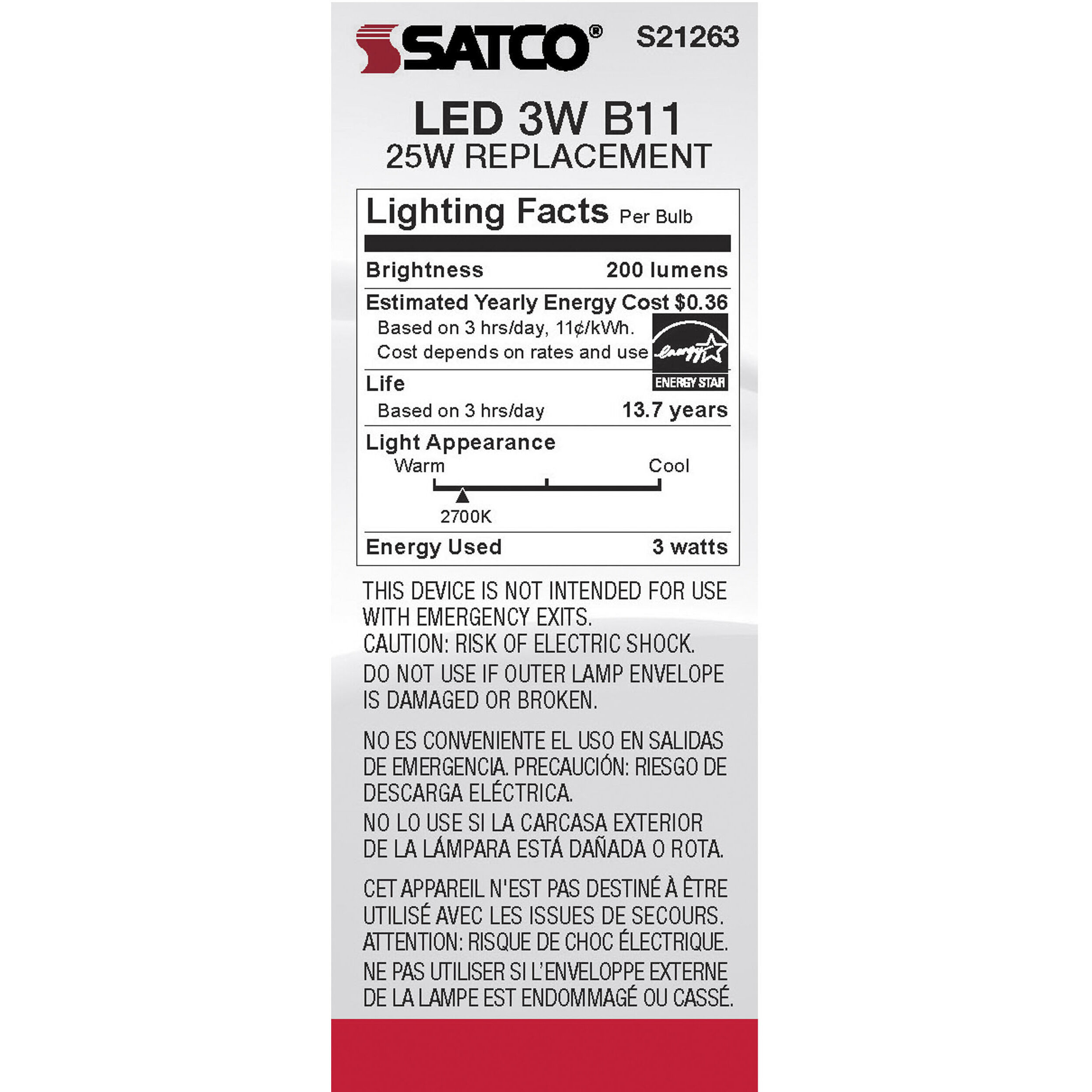 Lumos LED Candelabra Candelabra 3.00 watt 2700K LED Filament