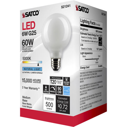 Lumos LED Medium Medium 6.00 watt 5000K LED Filament