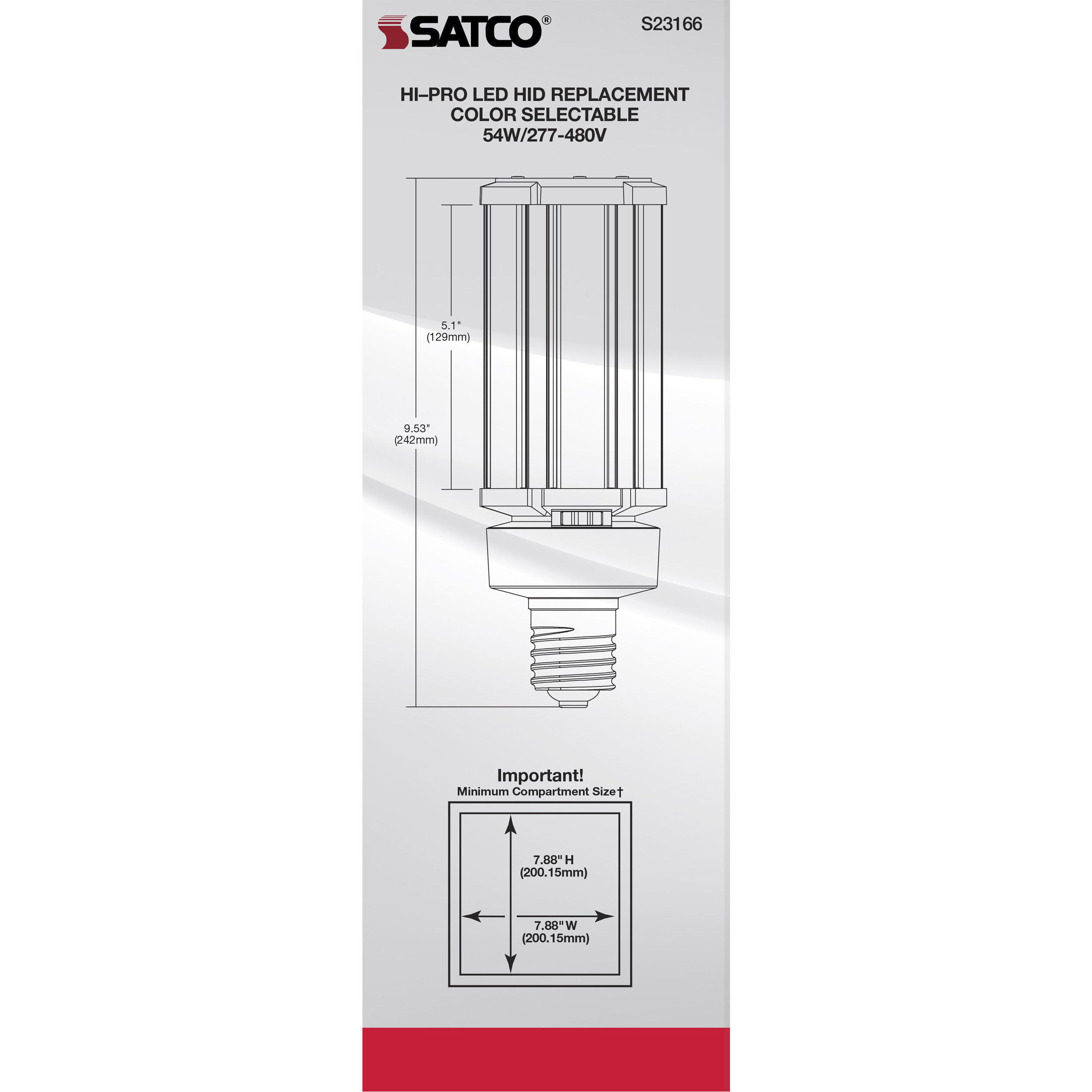 Lumos LED 54 watt 277-480 3000K Light Bulb, HID Replacements