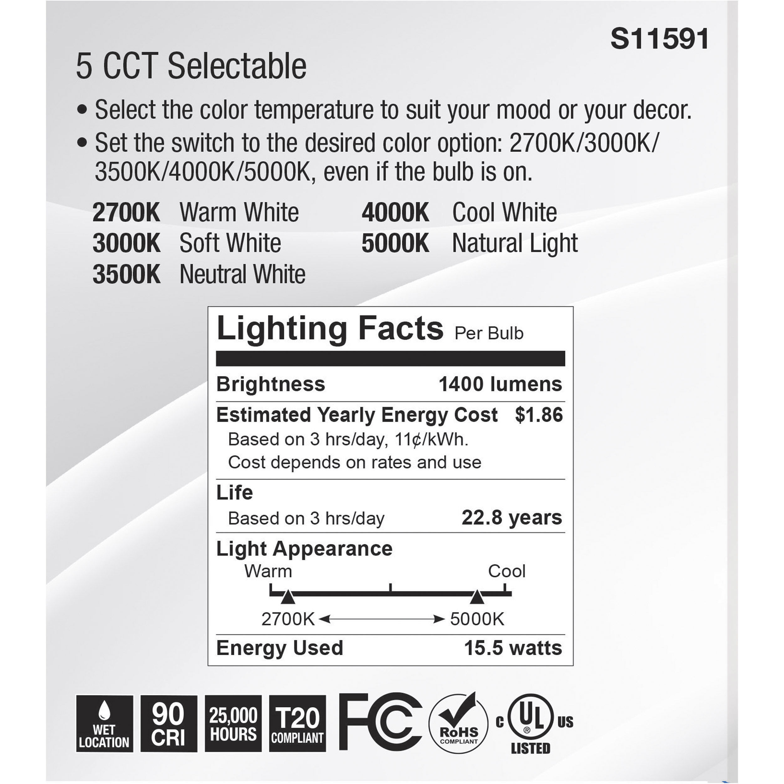 Lumos LED Medium PAR38 15.5 watt 2700K/3000K/3500K/4000K/5000K Light Bulb