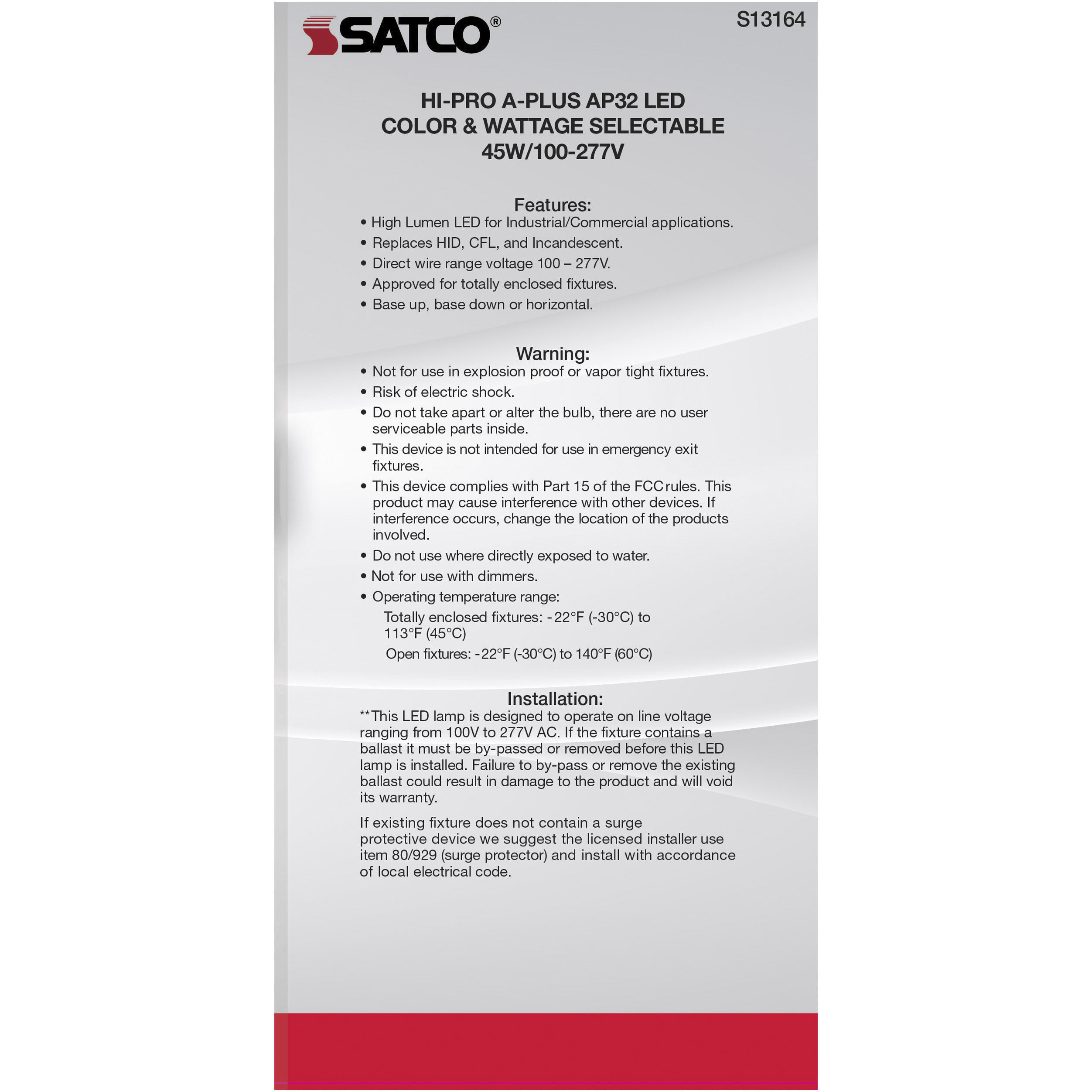 Lumos LED AP32 / ED32 Medium 45.00 watt 3000K HID Replacements