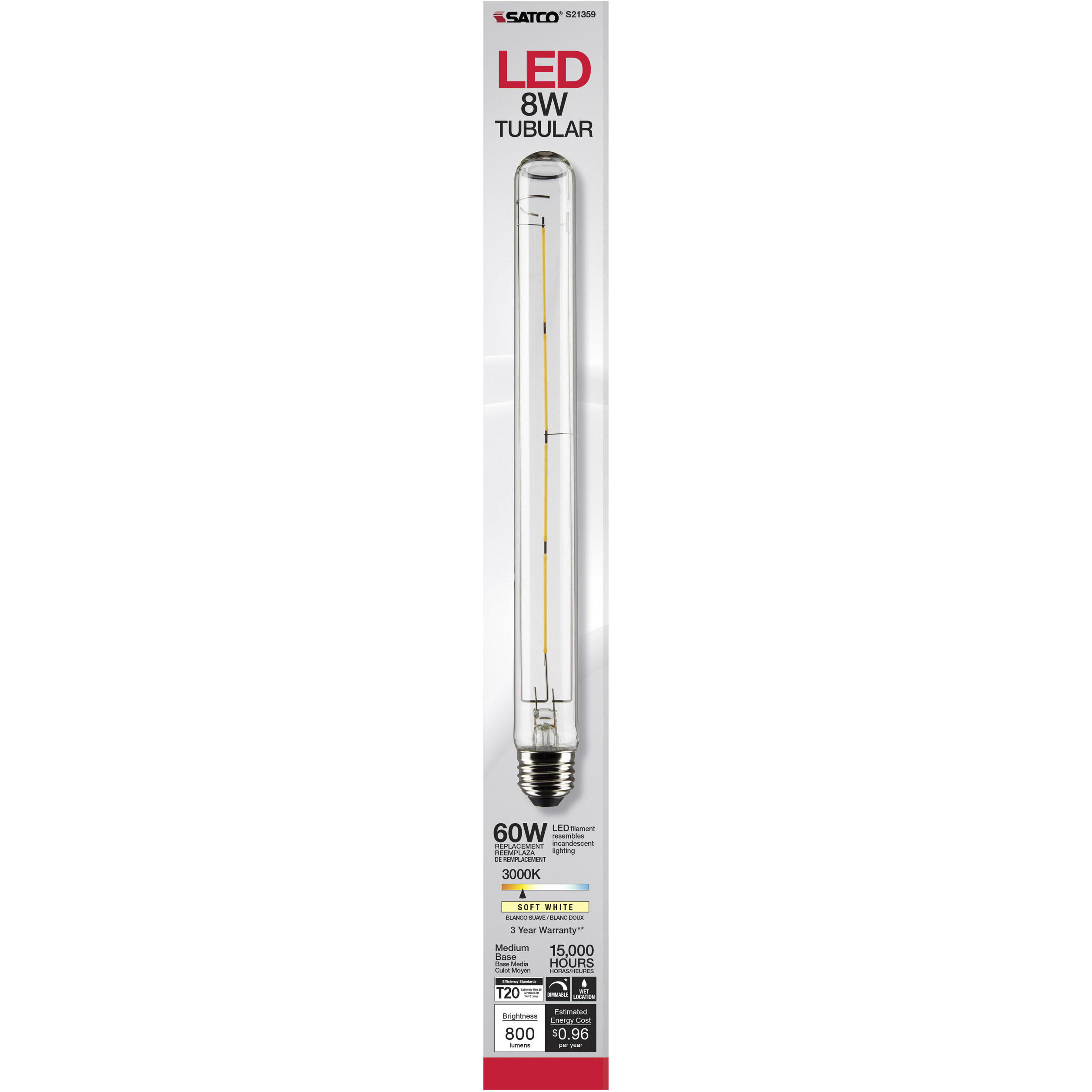 Lumos LED Medium Medium 8.00 watt 3000K LED Filament