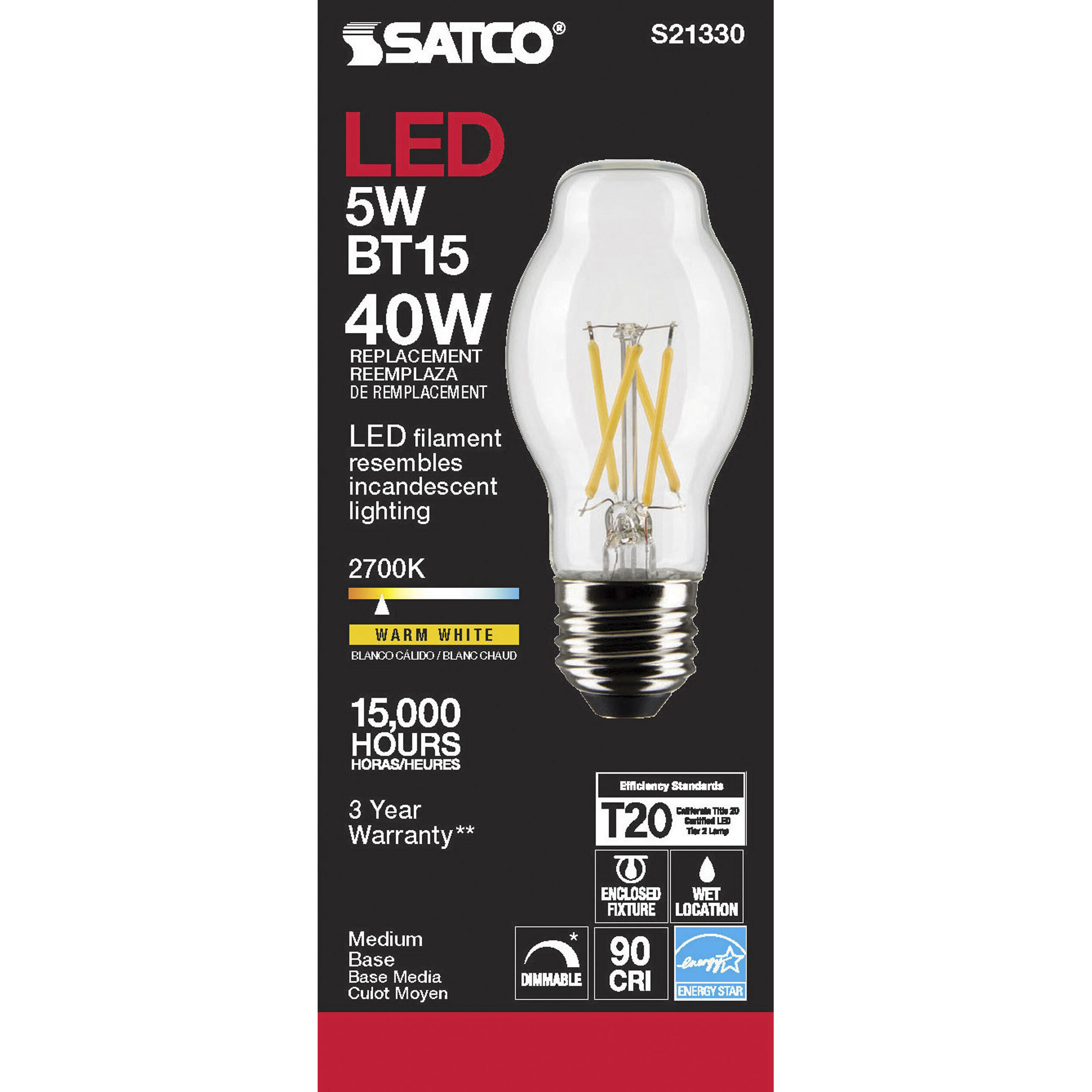 Lumos LED Medium Medium 5.00 watt 2700K LED Filament