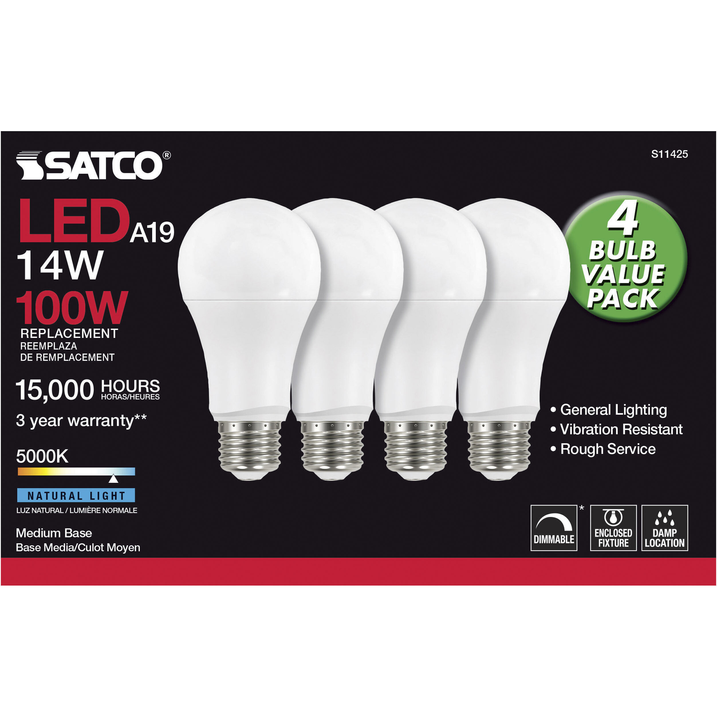 Lumos LED A19 15.50 watt 5000K Light Bulb  4-Pack