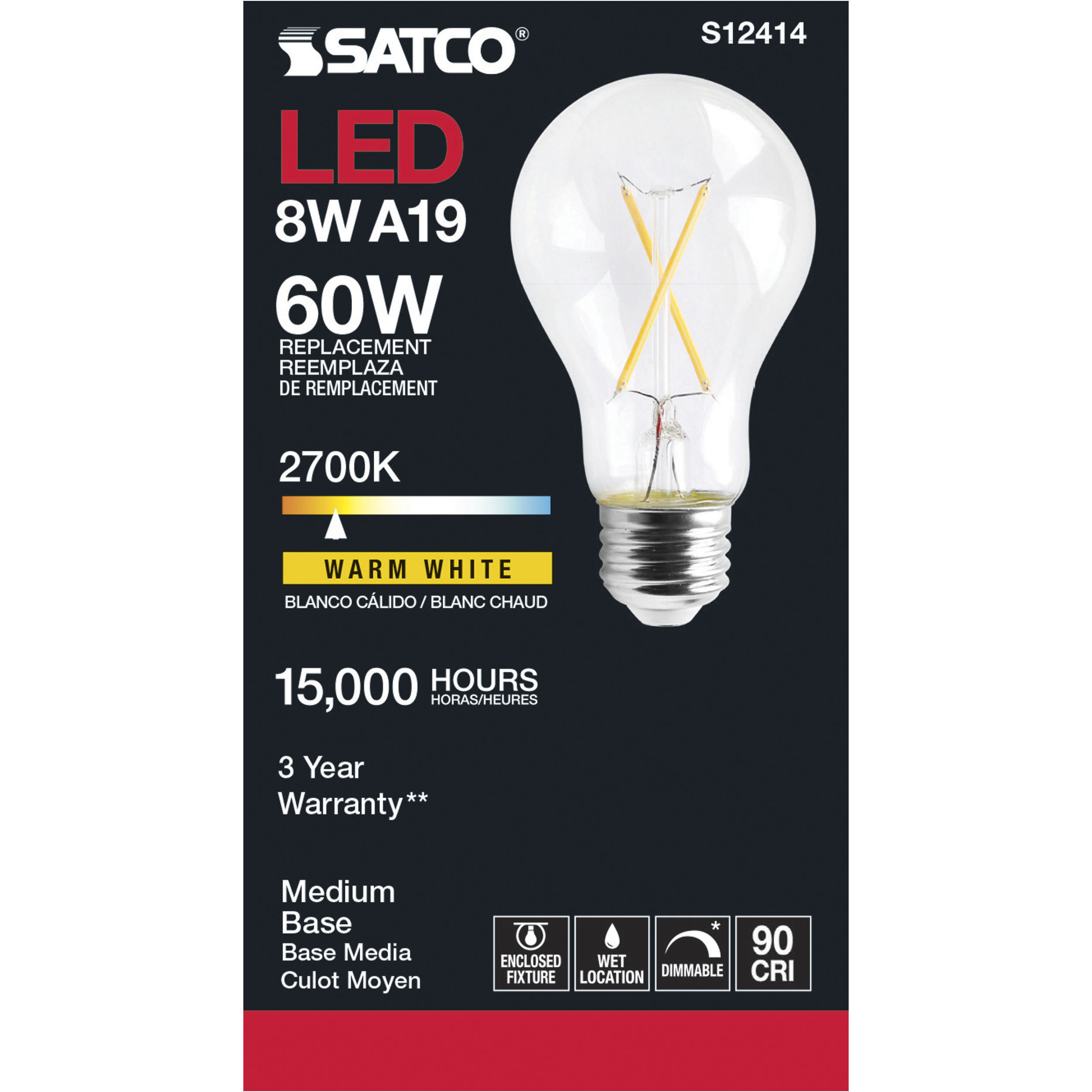 Lumos LED Medium 8.00 watt 120 2700K Light Bulb