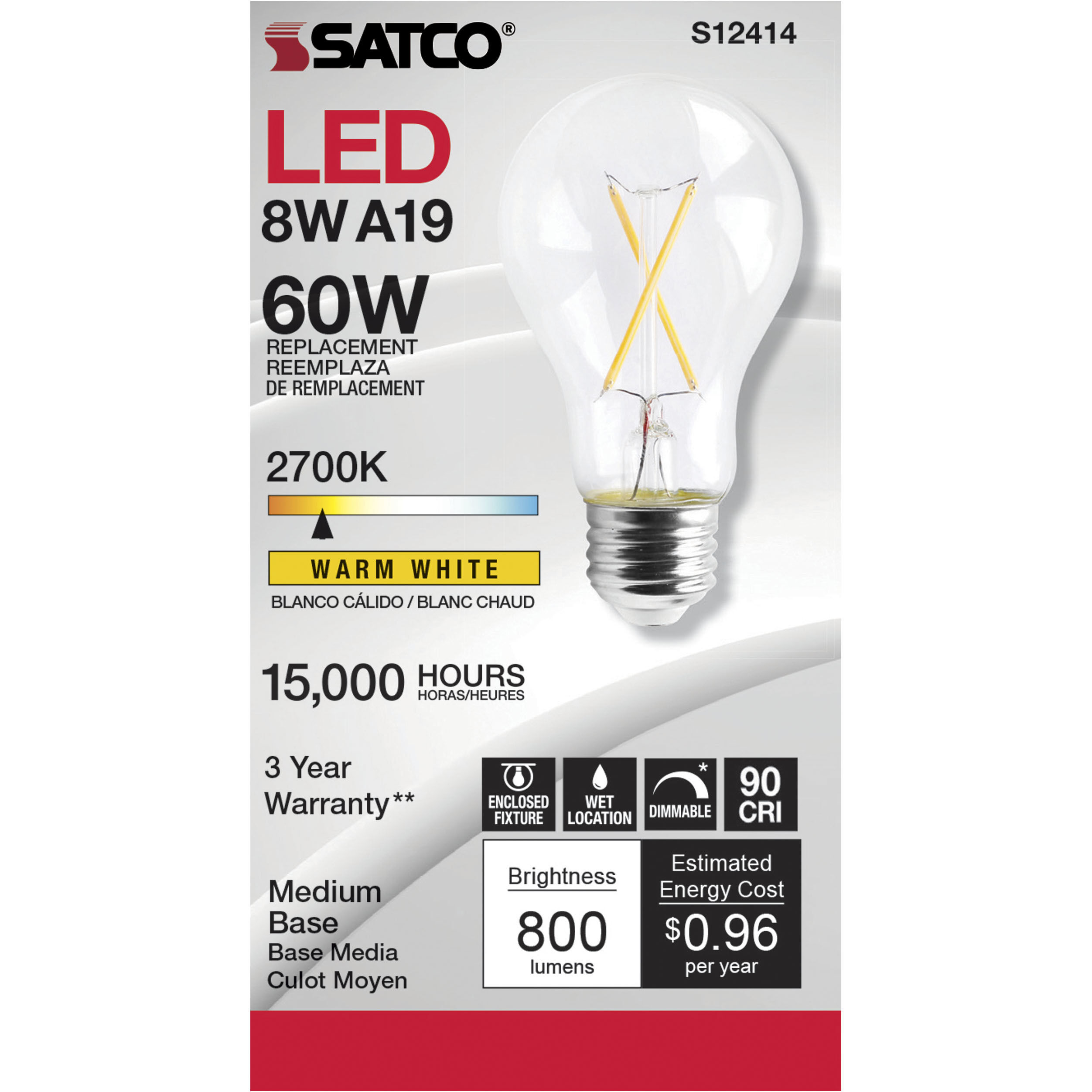 Lumos LED Medium 8.00 watt 120 2700K Light Bulb