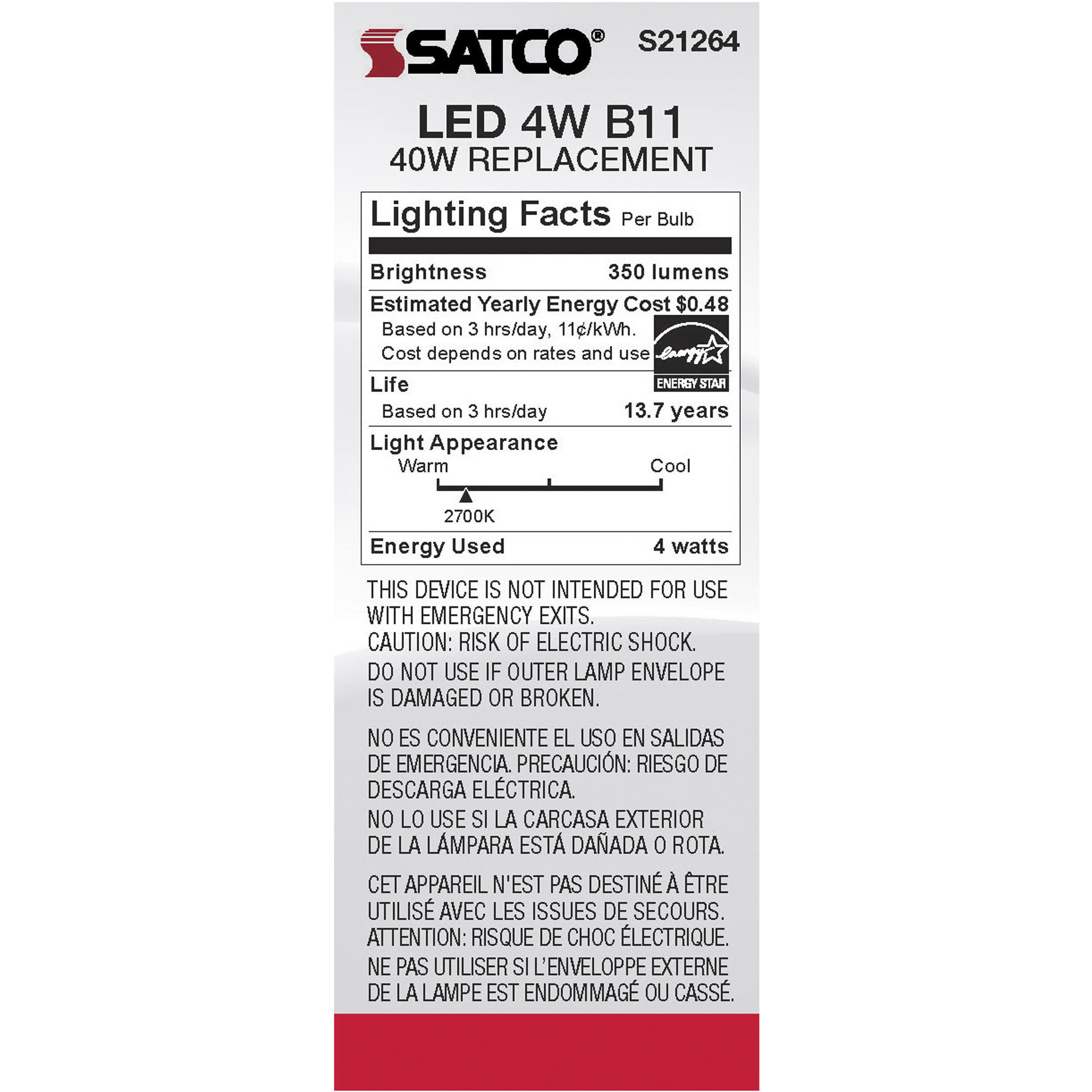 Lumos LED Candelabra Candelabra 4.00 watt 2700K LED Filament