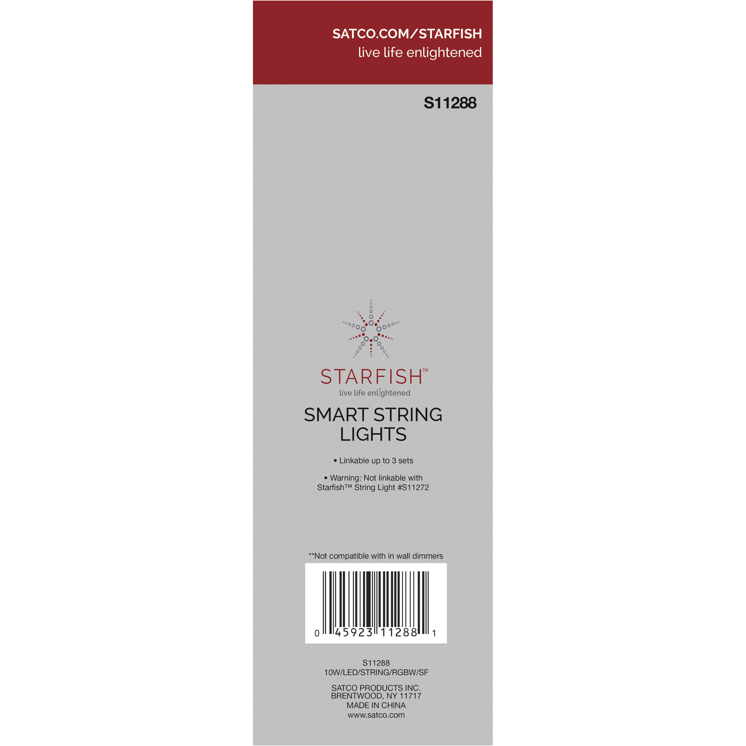 Starfish IOT LED 24 foot Black String Light